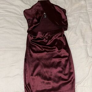 burgundy mini dress criss cross